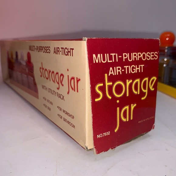 v i n t a g e :: Bright Midcentury 5 Storage Jar Set Shelf Apothecary Bath - Picture 5 of 14